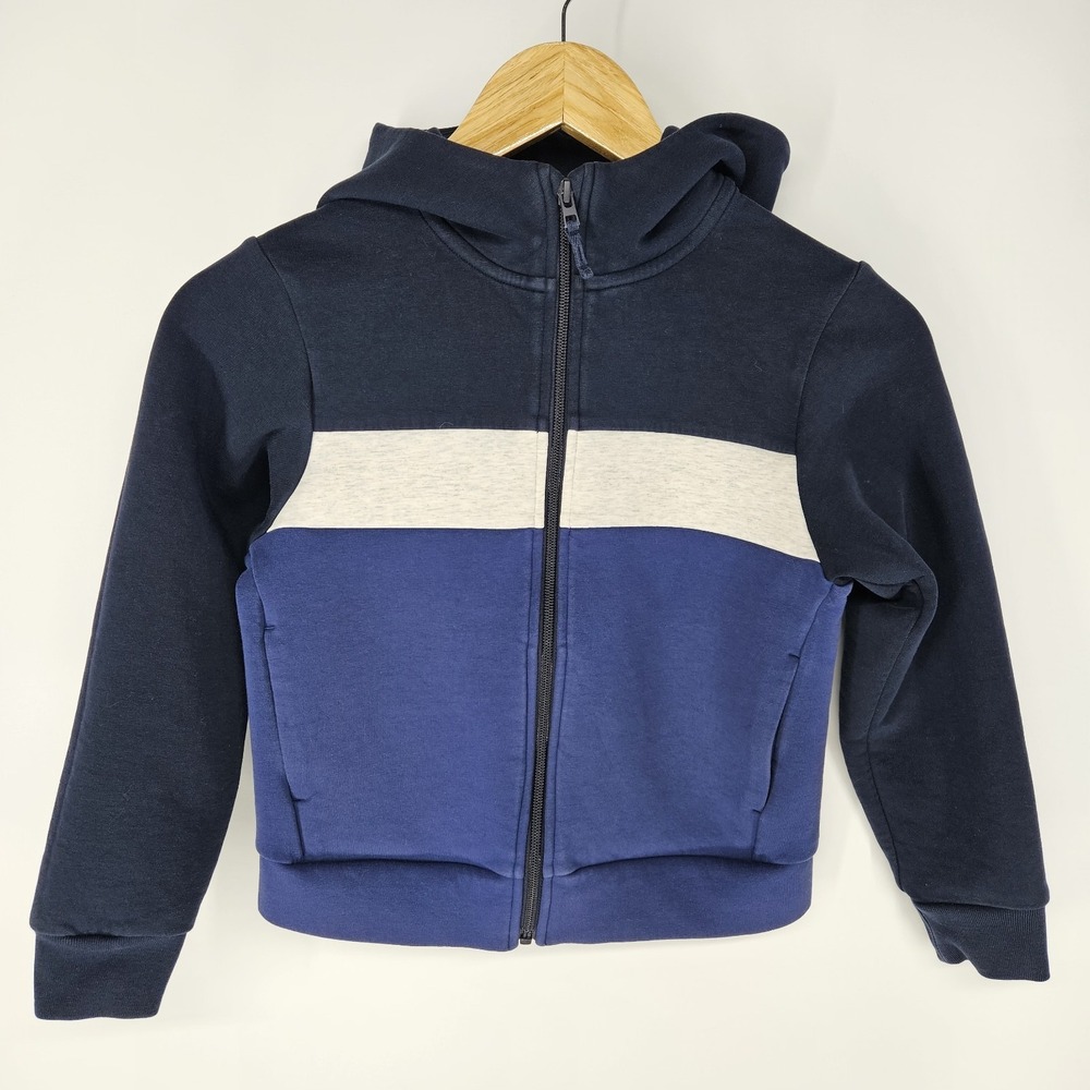 Uniqlo Boys 7-8 Striped Hoodie Full Zip Hooded Sweatshirt‎ Pullover Colorblock
